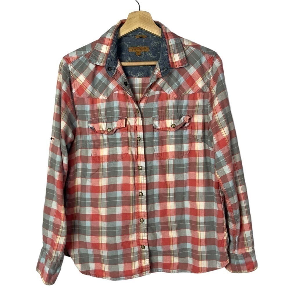 Jach's Girlfriend Pink & Blue Plaid Long Sleeve Button Down S